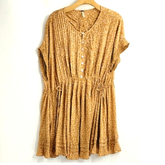 Free People Dress One Fine Day Ditsy Floral Print Milk Chocolate - Picture 2 of 14